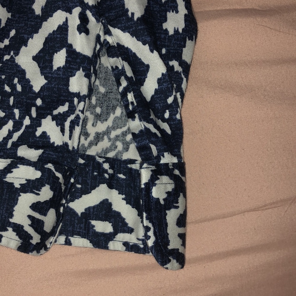 Lauren Ralph Lauren No-Iron Button Down Blouse Blue Ikat Print Sz XXS - Picture 12 of 13